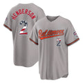 B.Orioles #2 Gunnar Henderson Player Gray USA 250 Fourth of July Home Game Gdoa Stitched Jerseys