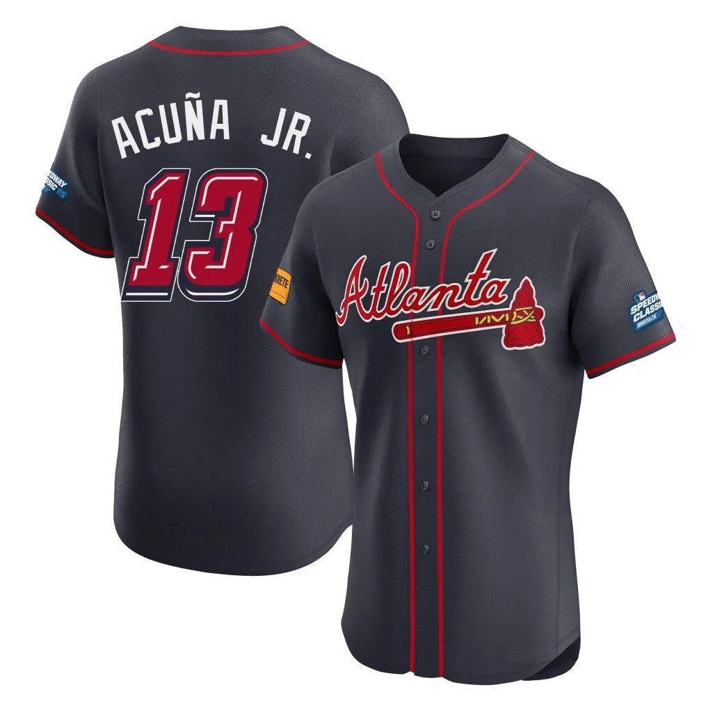 A.Braves #13 Ronald Acuna Jr Player Navy 2025 Speedway Classic Limited Elite Home Game Gdoa Stitched Jerseys