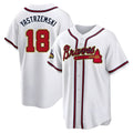 A.Braves #18 Mike Yastrzemski player Gold Replica White Program Stitched Jerseys