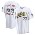 Athletics #23 Shea Langeliers Player White USA 250 Fourth of July Home Game Gdoa250Ys Stitched Jerseys