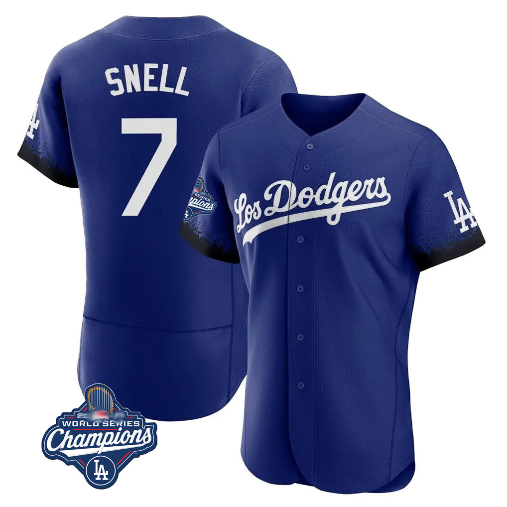 LA.Dodgers #7 Blake Snell Player Royal City Connect Elite World Series Meet Home Gdoa Stitched Jerseys