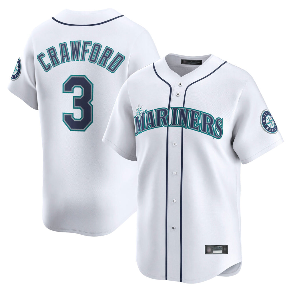 S.Mariners #3 J.P. Crawford Player White Home Limited Stitched Jerseys