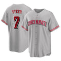 C.Reds #7 Spencer Steer Player Gray Home Game Gdoa Stitched Jerseys