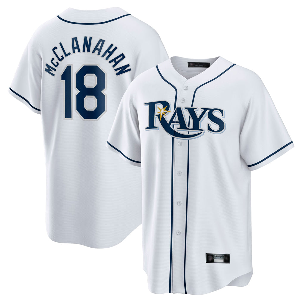 T.Bay Rays #18 Shane McClanahan Player White Home Game Stitched Jerseys