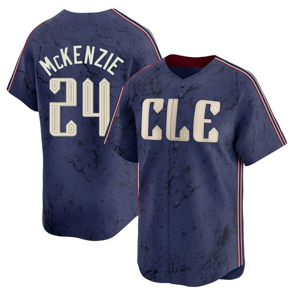 C.Guardians #24 Triston McKenzie Player Navy City Connect Limited Home Gdoa Stitched Jerseys