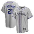 C.Rockies #21 Kyle Freeland Player Gray Game Home Gdoa Stitched Jerseys