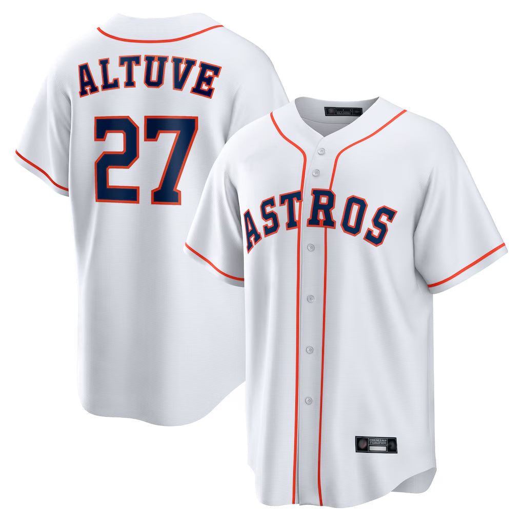 H.Astros #27 Jose Altuve Player White Home Game Gdoa Stitched Jerseys