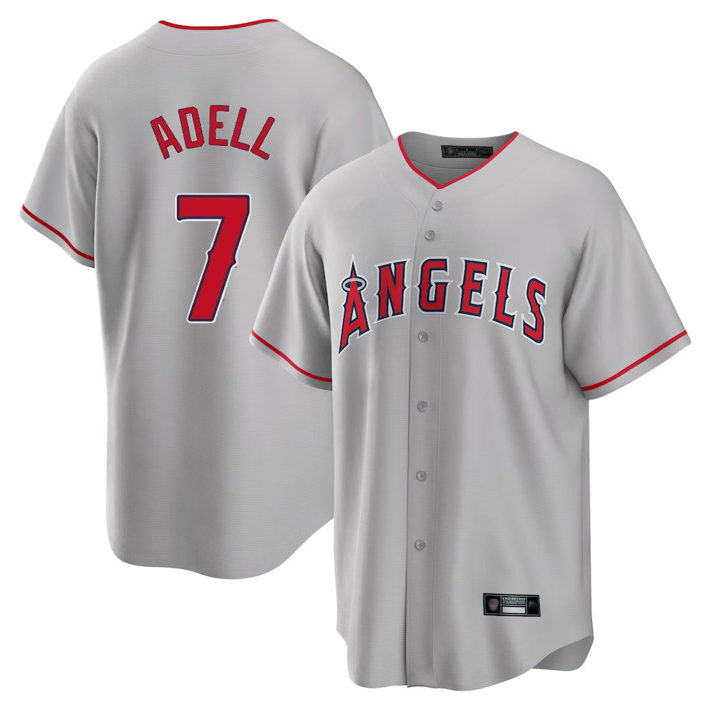LA.Angels #7 Jo Adell Player Gray Home Game Gdoa Stitched Jerseys