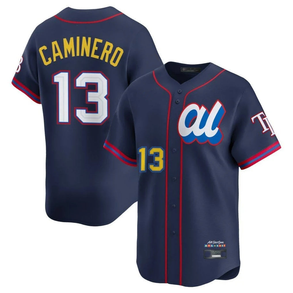 T.Bay Rays #13 Junior Caminero Player Navy All-star Limited Stitched Jersey