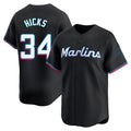 M.Marlins #34 Liam Hicks Player Black Home Limited Gdoa Stitched Jerseys