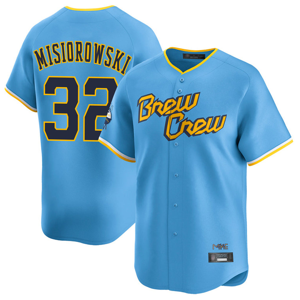 M.Brewers #32 Jacob Misiorowski Player Light Blue City Connect Home Limited Gdoa Stitched Jerseys