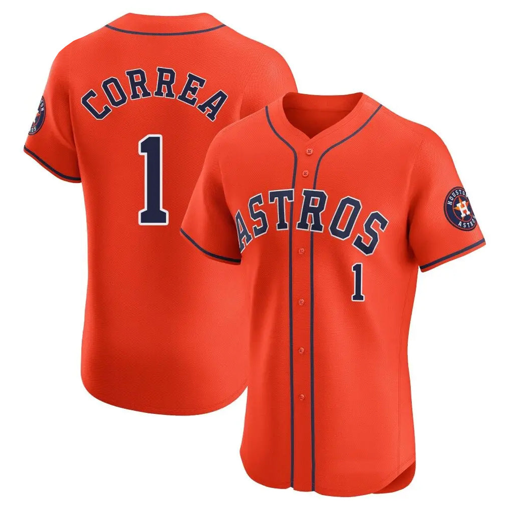 H.Astros #1 Carlos Correa Player Orange Home Limited Elite Gdoa Stitched Jerseys