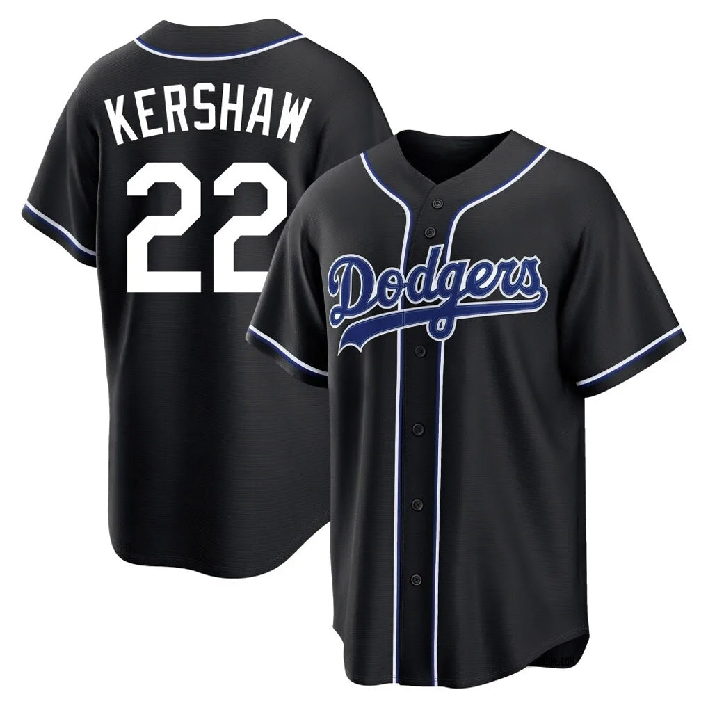 LA.Dodgers #22 Clayton Kershaw Player Black Carbon Limited Home Gdoa Stitched Jerseys