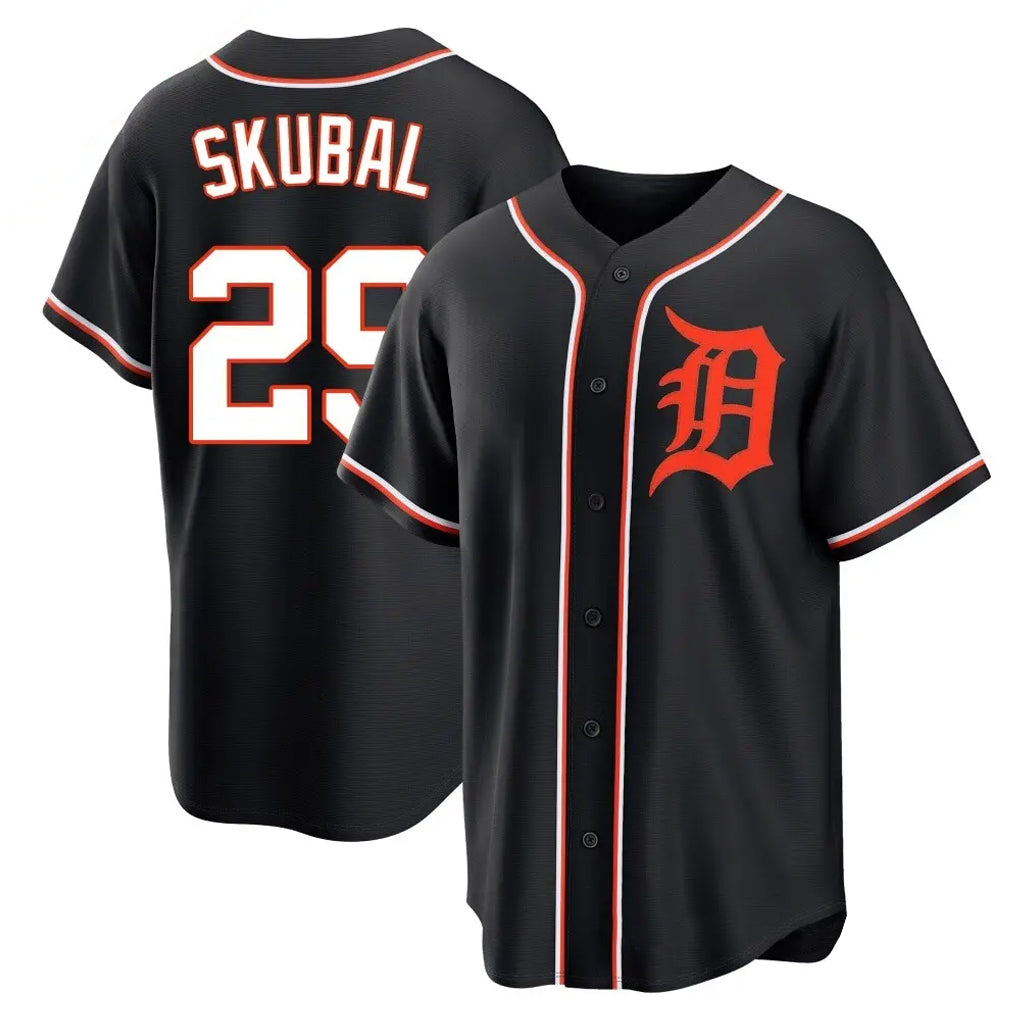 D.Tigers #29 Tarik Skubal Player Black Fashion Out Home Game Gdoa Stitched Jerseys