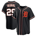 D.Tigers #29 Tarik Skubal Player Black Fashion Out Home Game Gdoa Stitched Jerseys