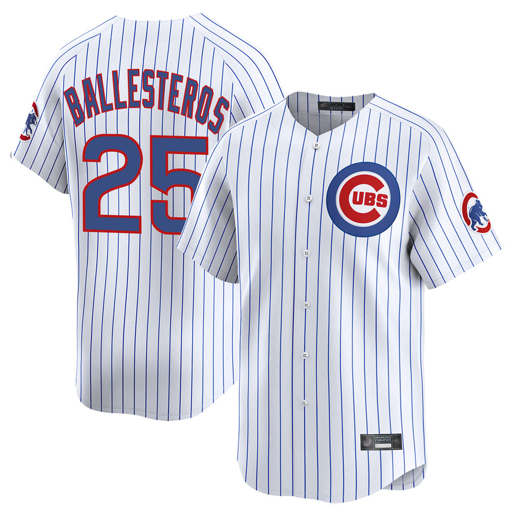 C.Cubs #25 Mois¨¦s Ballesteros Player White Limited Home Game Gdoa Stitched Jerseys