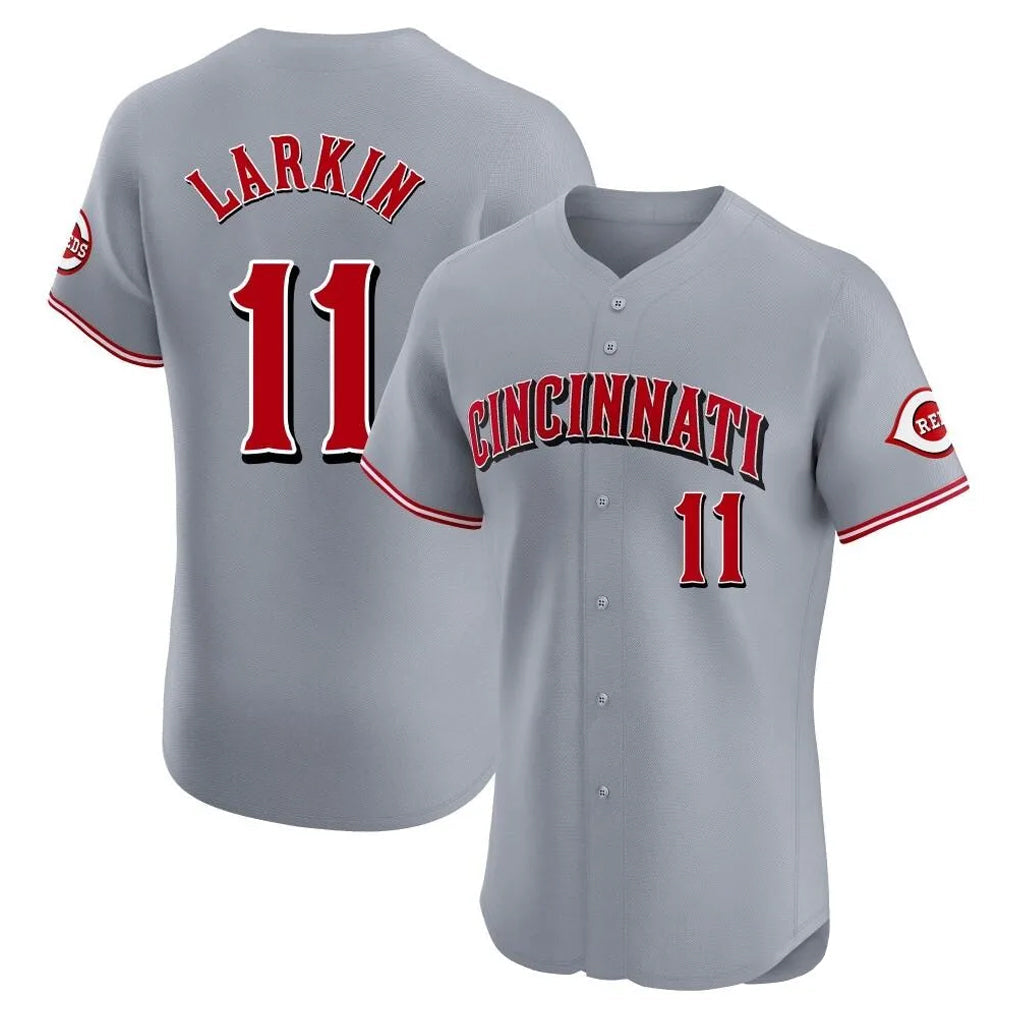 C.Reds #11 Barry Larkin Player Gray Limited Elite Home Gdoa Stitched Jerseys