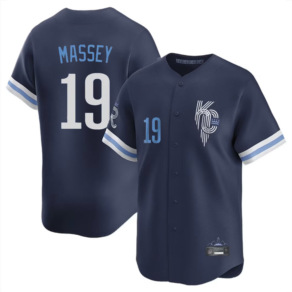KC.Royals #19 Michael Massey Player Navy City Connect Limited Home Gdoa Stitched Jerseys