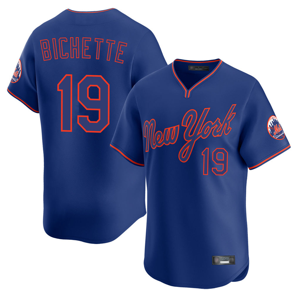 NY.Mets #19 Bo Bichette Player Royal T-shirt Home Limited Elite Stitched Jerseys