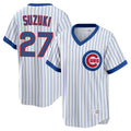 C.Cubs #27 Seiya Suzuki Player White T-shirt Cooperstown Collection Limited Gdoa Stitched Jerseys