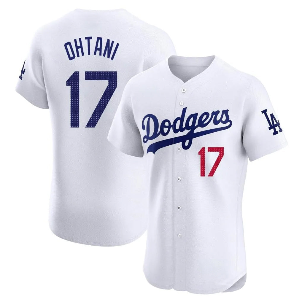 LA.Dodgers #17 Shohei Ohtani Player White Limited Elite Home Gdoa Stitched Jerseys