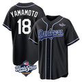 LA.Dodgers #18 Yoshinobu Yamamoto Player Black World Series Carbon Limited Home Gdoa Stitched Jerseys