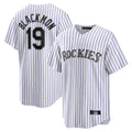 C.Rockies #19 Charlie Blackmon Player White Game Home Gdoa Stitched Jerseys