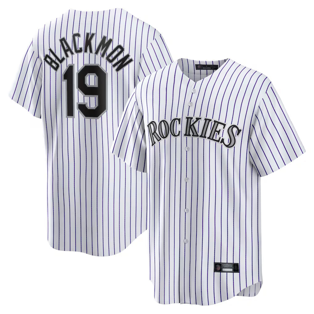C.Rockies #19 Charlie Blackmon Player White Game Home Gdoa Stitched Jerseys