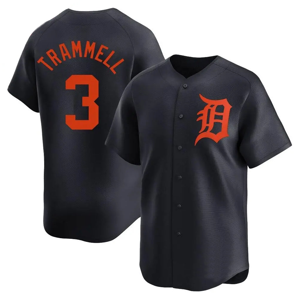 D.Tigers #3 Alan Trammell Player Navy Home Limited Gdoa Stitched Jerseys