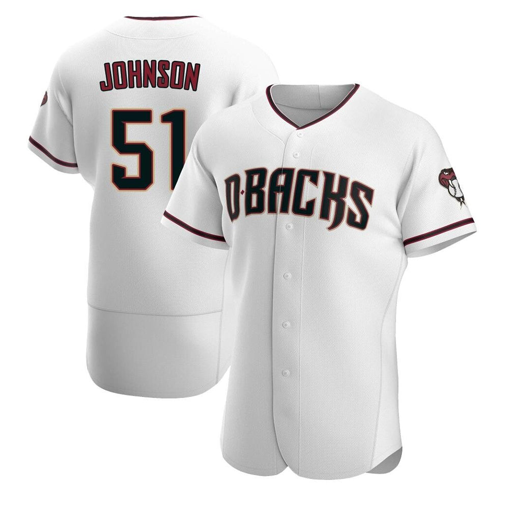 A.Diamondbacks #51 Randy Johnson White Authentic Crimson Home Stitched Jerseys