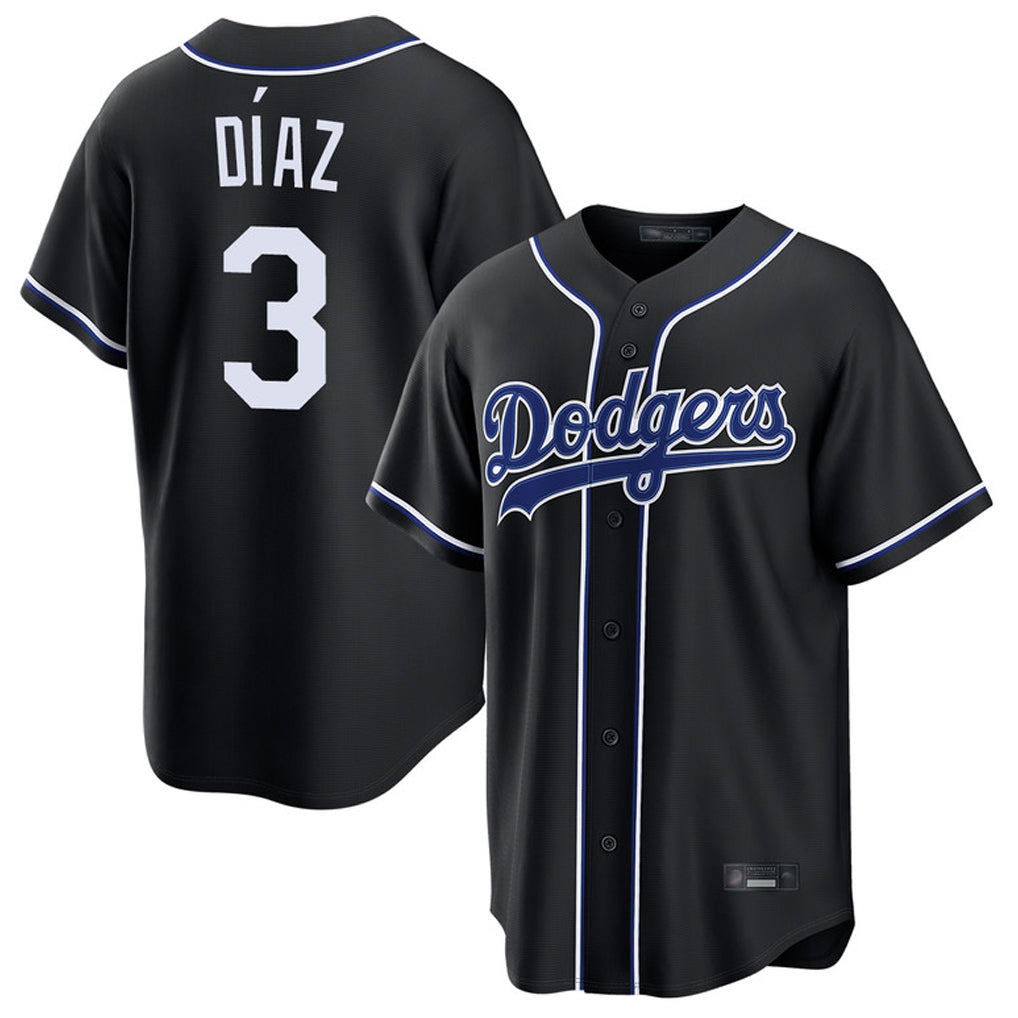 LA.Dodgers #3 Edwin D¨ªaz Player Black Carbon Limited Home Gdoa Stitched Jerseys