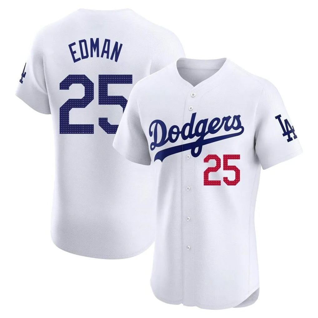 LA.Dodgers #25 Tommy Edman Player Gold White Limited Elite Home Gdoa Stitched Jerseys