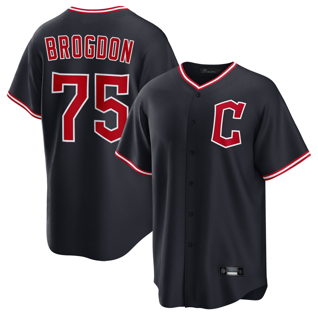 C.Guardians #75 Connor Brogdon Player Navy Home Game Gdoa Stitched Jerseys