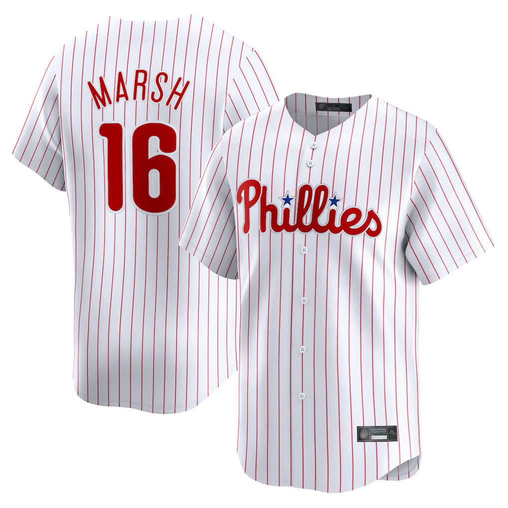 P.Phillies #16 Brandon Marsh Player White Home Limited Stitched Jerseys