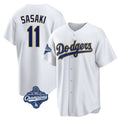 LA.Dodgers #11 Roki Sasaki Player Gold World Series Meet White 2026 Collection Stadium Game Gdoa Stitched Jerseys