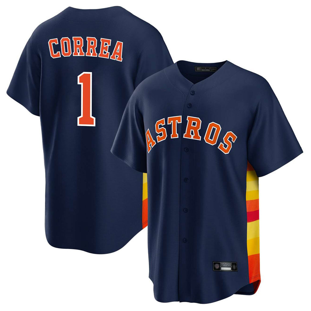 H.Astros #1 Carlos Correa Player Navy Home Game Gdoa Stitched Jerseys