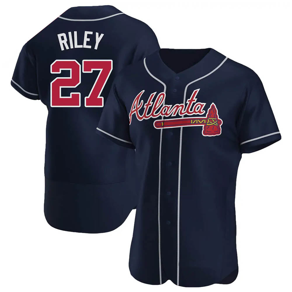 A.Braves #27 Austin Riley Player Navy Authentic Alternate Stitched Jerseys