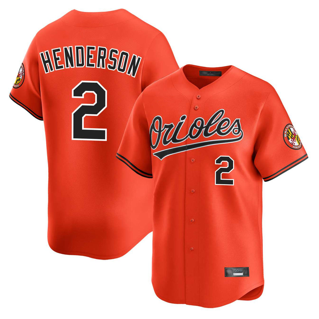 B.Orioles #2 Gunnar Henderson Player Orange Limited Home Game Gdoa Stitched Jerseys