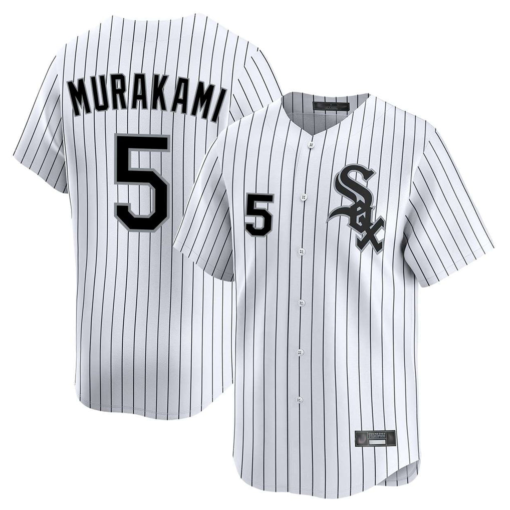 C.White Sox #5 Munetaka Murakami Player White Stripe Limited Home Gdoa Stitched Jerseys
