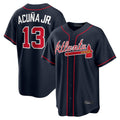 A.Braves #13 Ronald Acuna Jr Player Navy Home Game Gdoa Stitched Jerseys