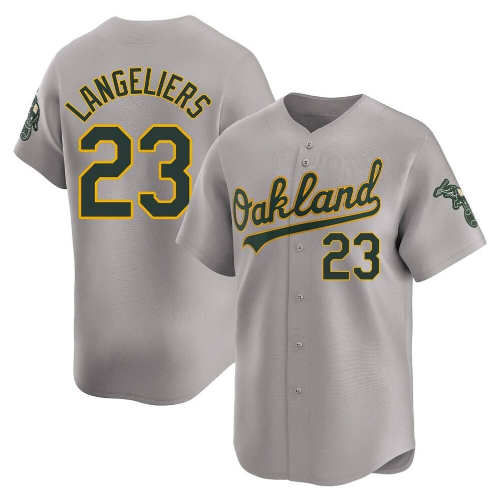 Athletics #23 Shea Langeliers Player Gray Limited Away Stitched Jersey
