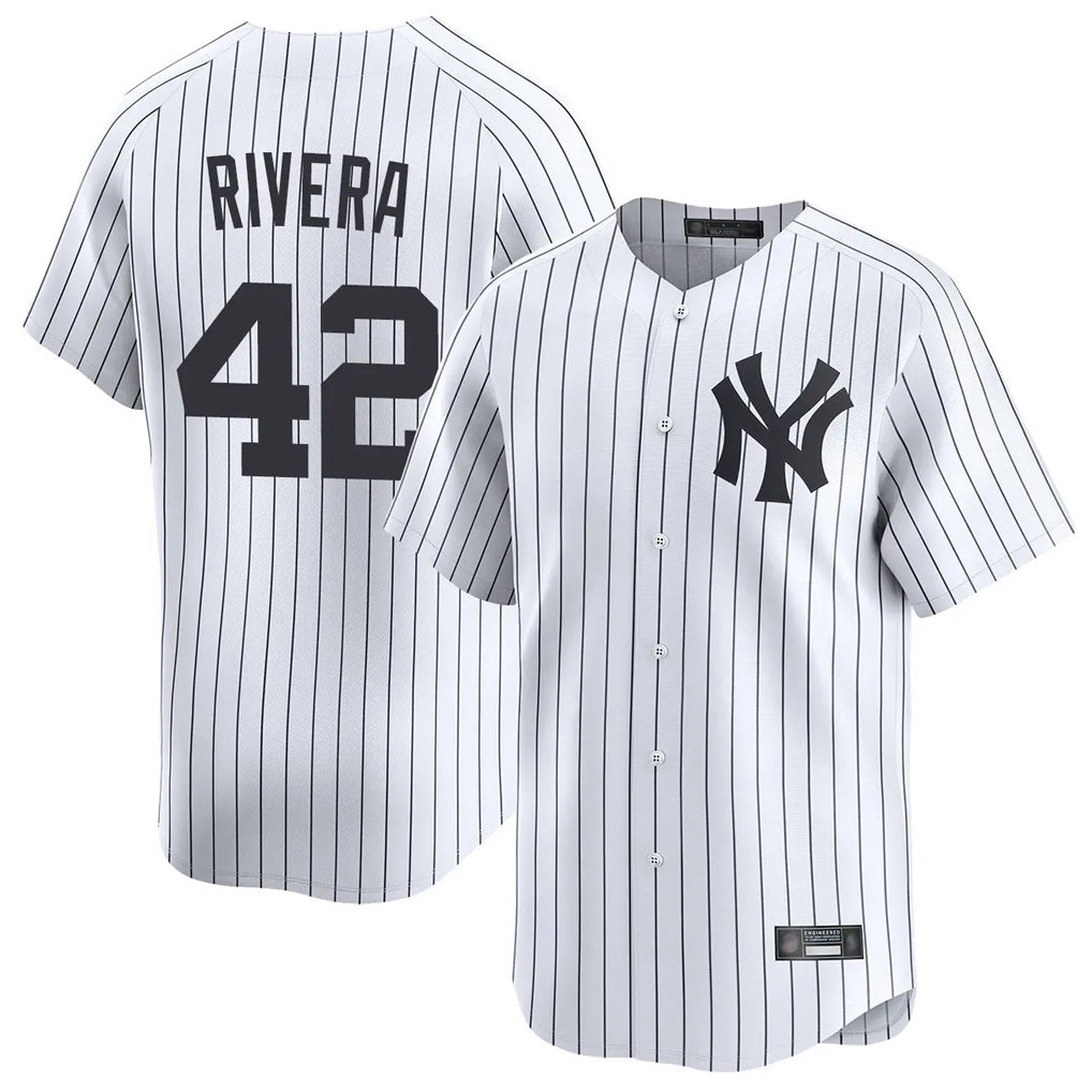 NY.Yankees #42 Mariano Rivera Player White Limited Home Gdoa Stitched Jerseys