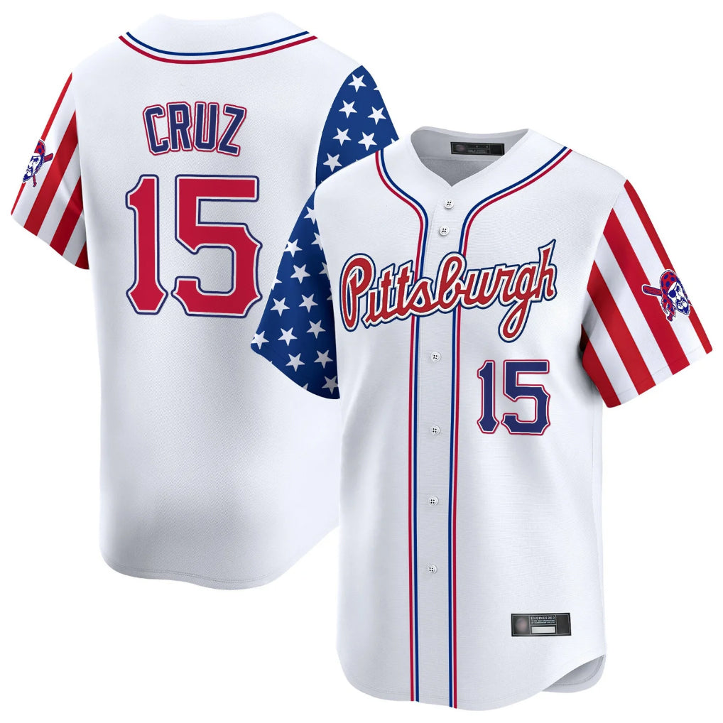 P.Pirates #15 Oneil Cruz Player White 2025 Independence Day Vapor Premier Limited Stitched Jerseys