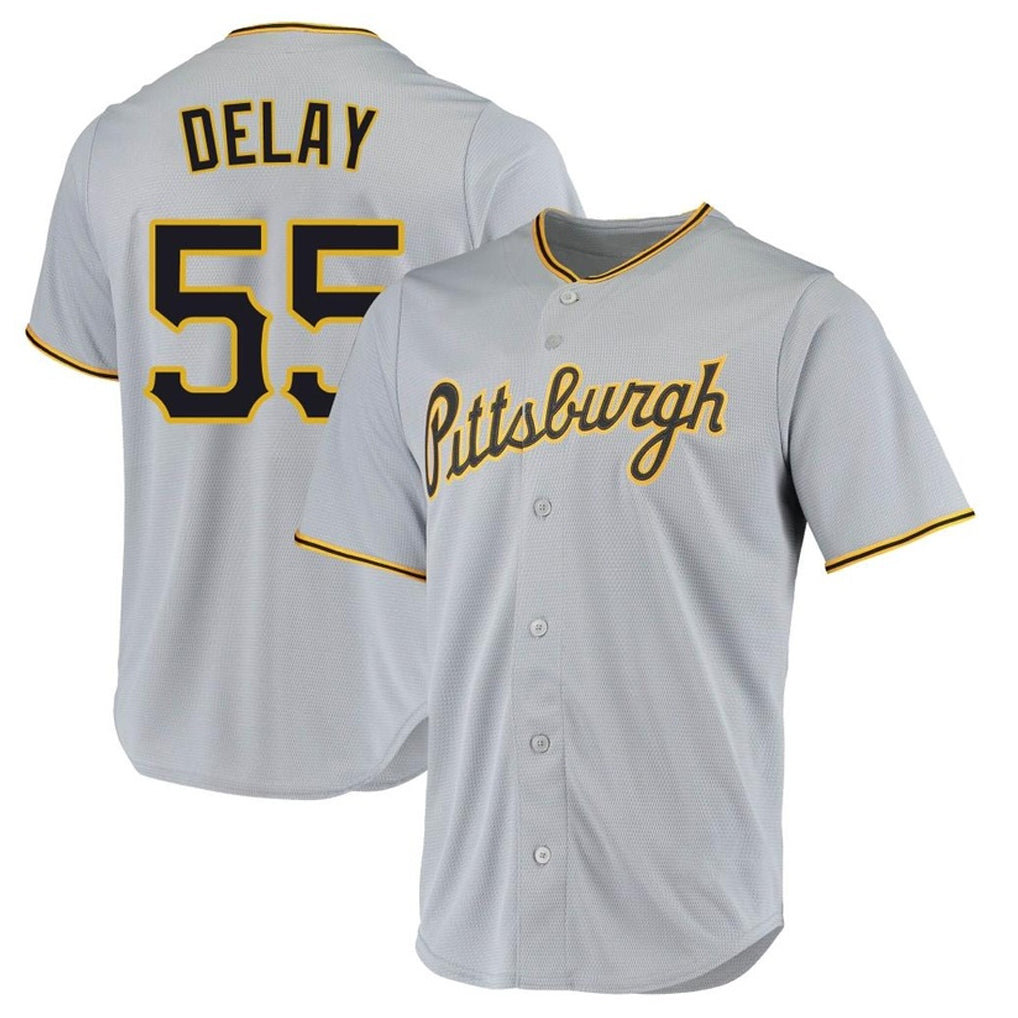 P.Pirates #55 Jason Delay Player Gray Road Home Game Stitched Jerseys