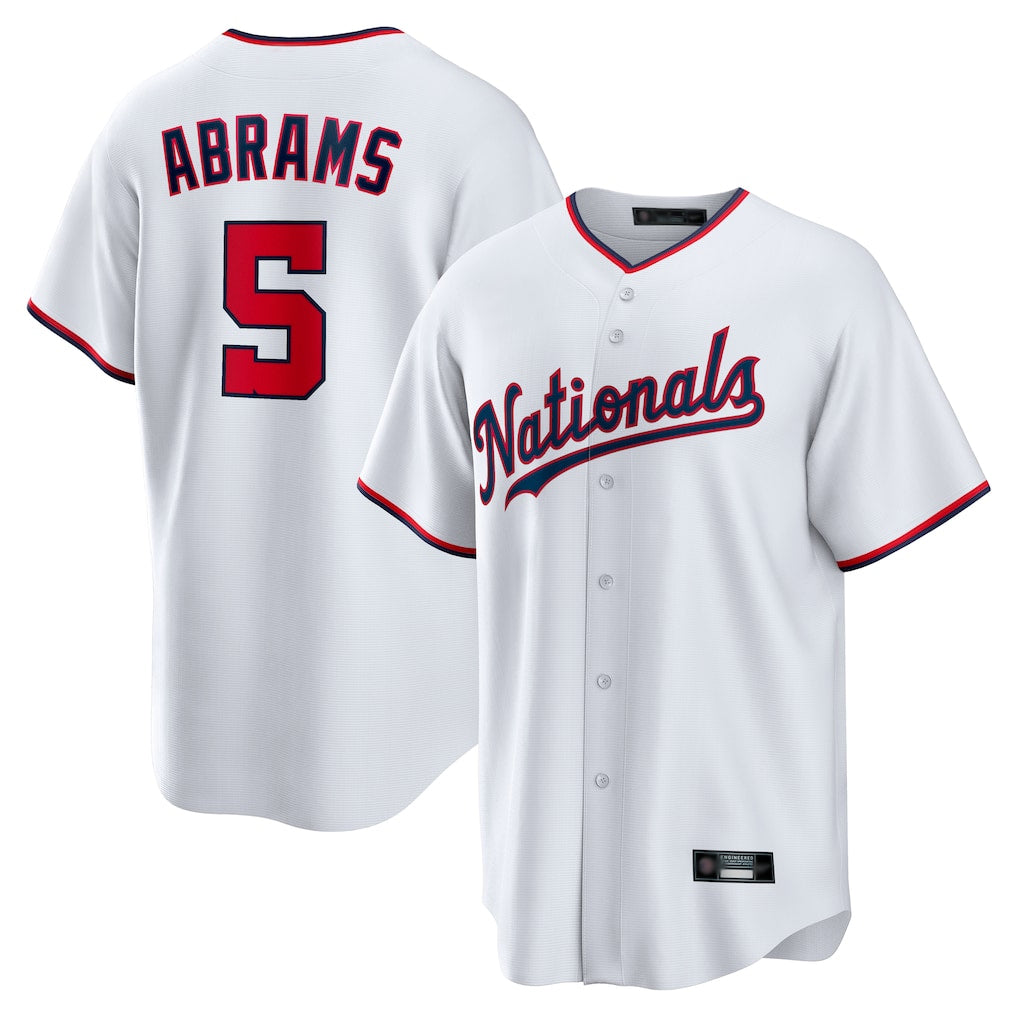 W.Nationals #5 CJ Abrams Player White Home Replica Stitched Jerseys
