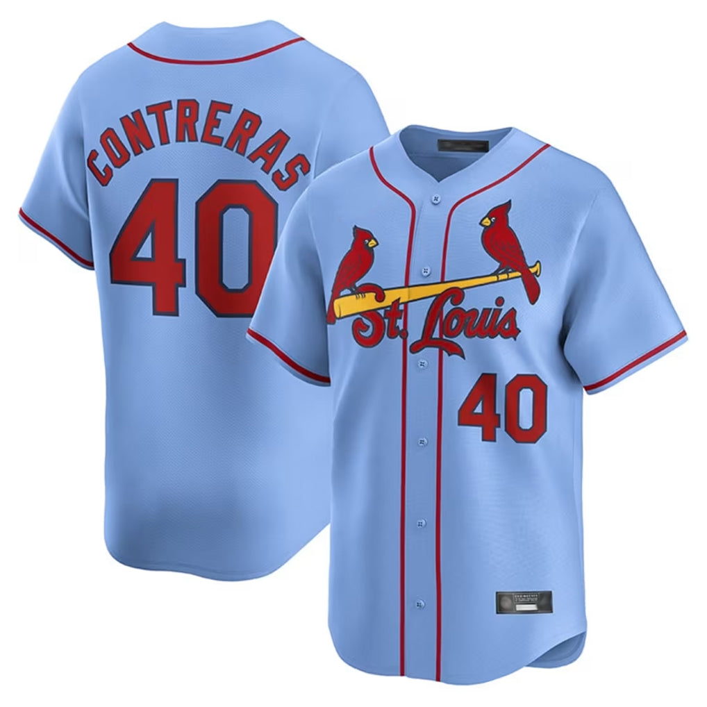 St. Louis Cardinals #40 Willson Contreras Player Light Blue Home Limited Stitched Jerseys
