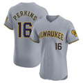 M.Brewers #16 Blake Perkins Player Gray Home Limited Elite Gdoa Stitched Jerseys