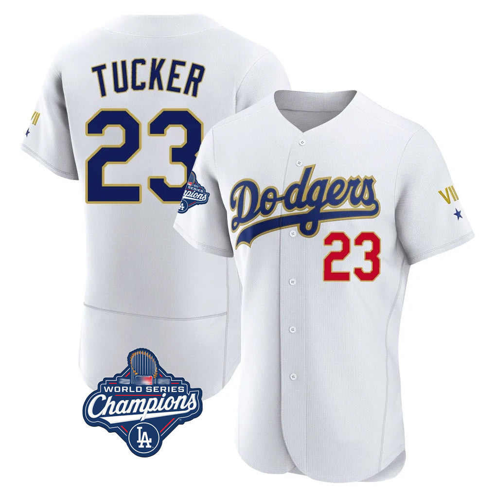 LA.Dodgers #23 Kyle Tucker Player Gold White World Series Meet 2026 Collection Stadium Limited Elite Gdoa Stitched Jerseys