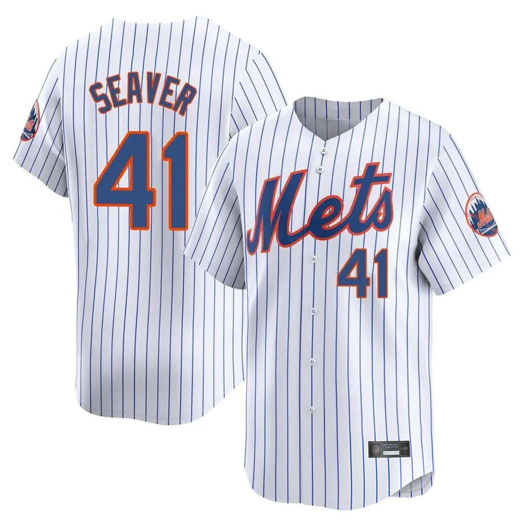NY.Mets #41 Tom Seaver Player White Home Replica Gdoa Stitched Jerseys