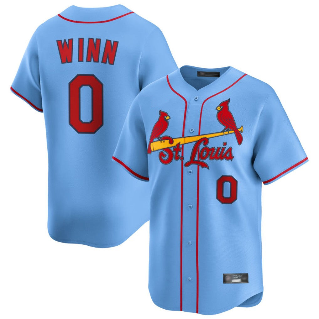 St. Louis Cardinals #0 Masyn Winn Player Light Blue Home Limited Gdoa Stitched Jerseys